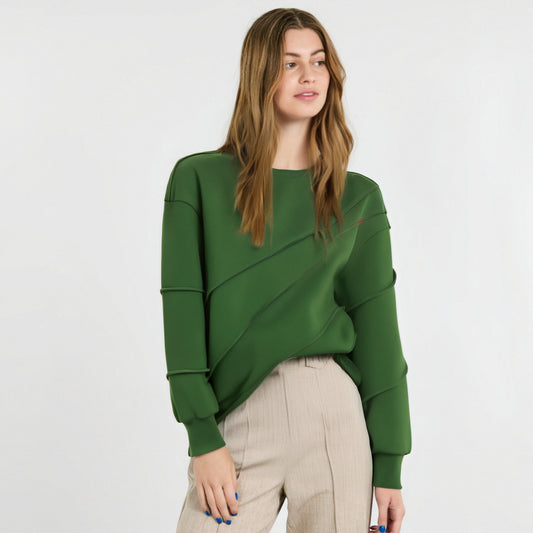 Green O-Neck Long Sleeve Top – same ANTHEM | Dreamy Streetwear for Soulmates & Lovers