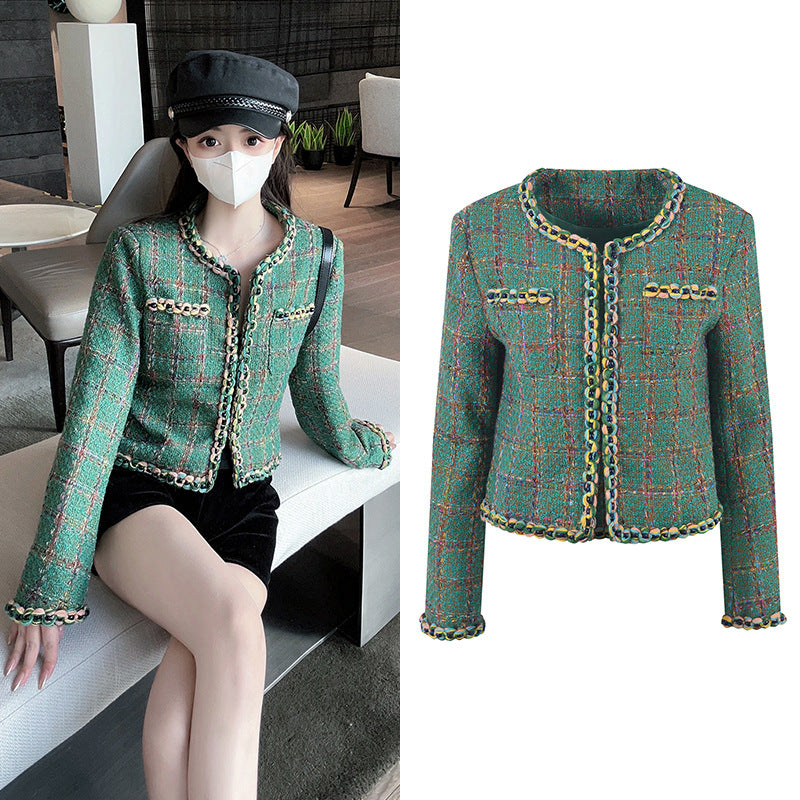 Green Plaid Tweed Jacket – same ANTHEM | Soulmate Streetwear Wool Coat for Women