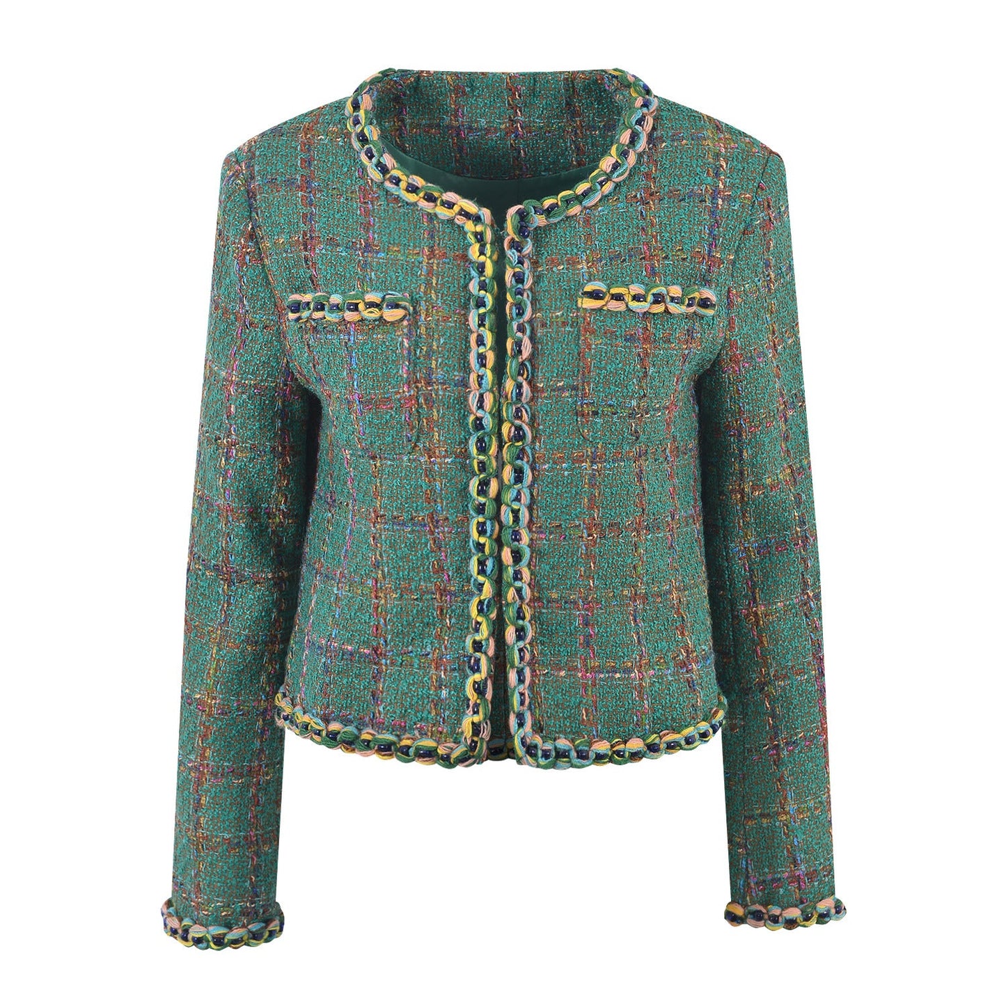 Green Plaid Tweed Jacket – same ANTHEM | Soulmate Streetwear Wool Coat for Women