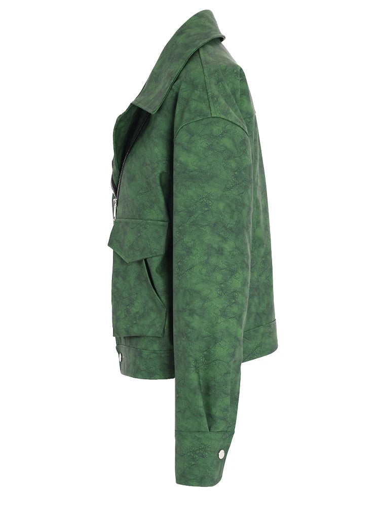 Green Vintage PU Leather Jacket – same ANTHEM | Soulmate Streetwear