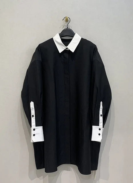 Grey Contrast Irregular Blouse – Japanese Flair Streetwear | same ANTHEM - Black / S