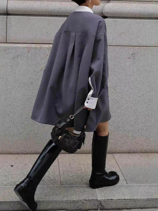 Grey Contrast Irregular Blouse – Japanese Flair Streetwear | same ANTHEM