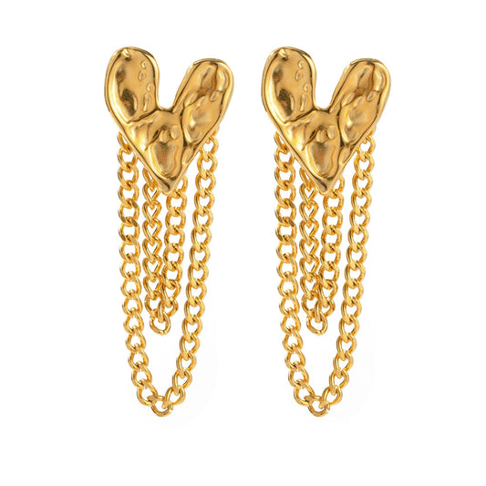 Hammer Heart Tassel Stud Earrings – same ANTHEM. Korean Fashion Jewelry for Soulmates - JDEW2306010