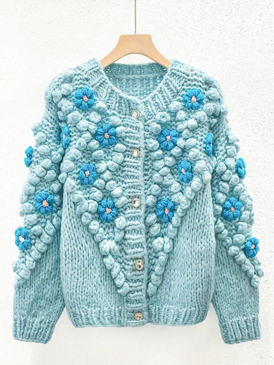 Handmade Flower Knit Cardigan – same ANTHEM | Dreamy Soulmate Streetwear