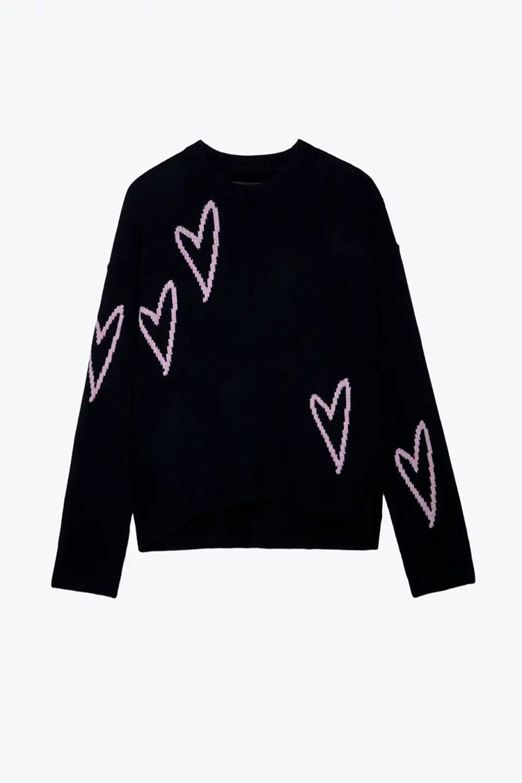 Handmade Heart Knitted Sweater | same ANTHEM. - royal blue / S