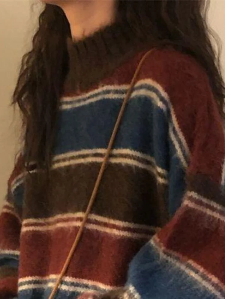 Harajuku Striped Pullover Women | Japanese Grunge Sweater | same ANTHEM.