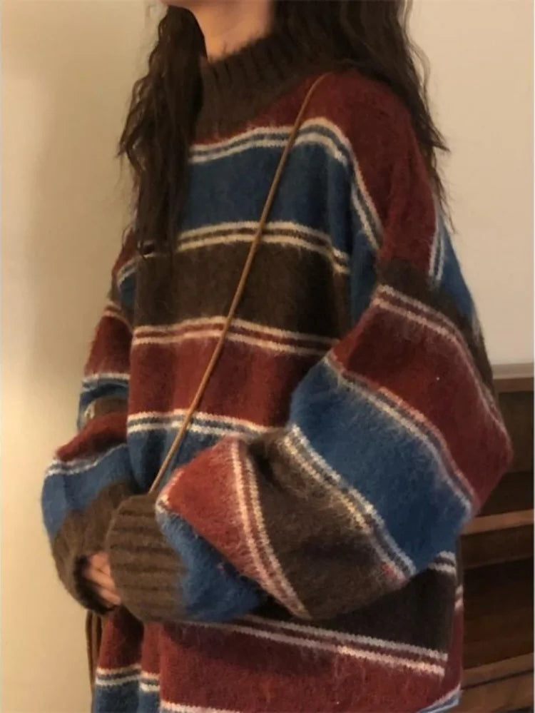 Harajuku Striped Pullover Women | Japanese Grunge Sweater | same ANTHEM.