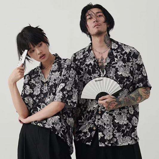 Hawaiian Camellia Shirt – Cool Black & White Summer Style | same ANTHEM - Shirt