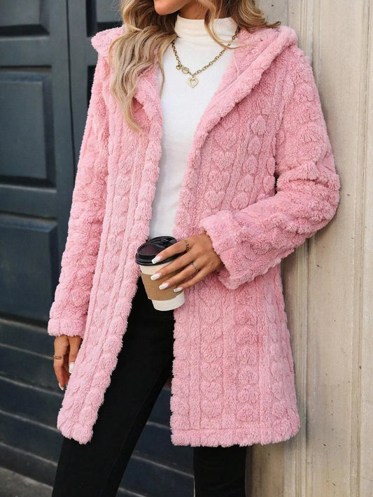 Heart Hooded Fuzzy Coat for Women | same ANTHEM. Soulmate Streetwear - Blush Pink / S