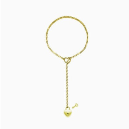 Heart Lock & Key Cuban Chain Necklace | Soulmate Jewellery for Lovers & Friends | same ANTHEM - Gold1