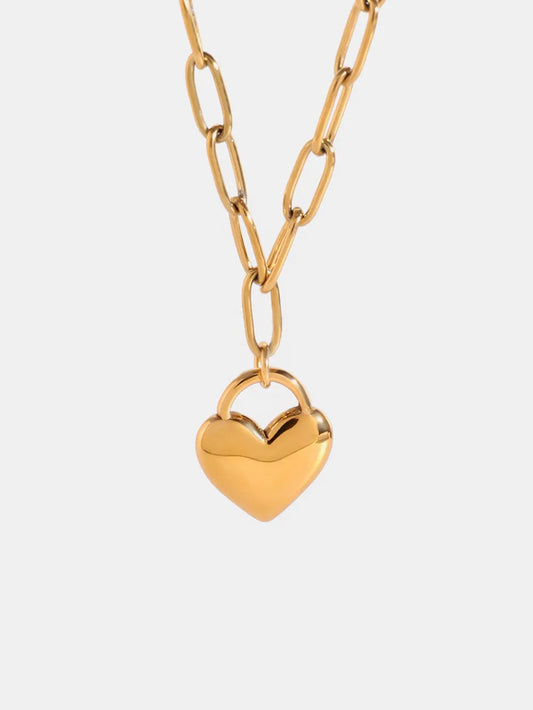 Heart Pendant Titanium Necklace – Minimal Luxury for Soulmates | same ANTHEM. - Gold / One Size