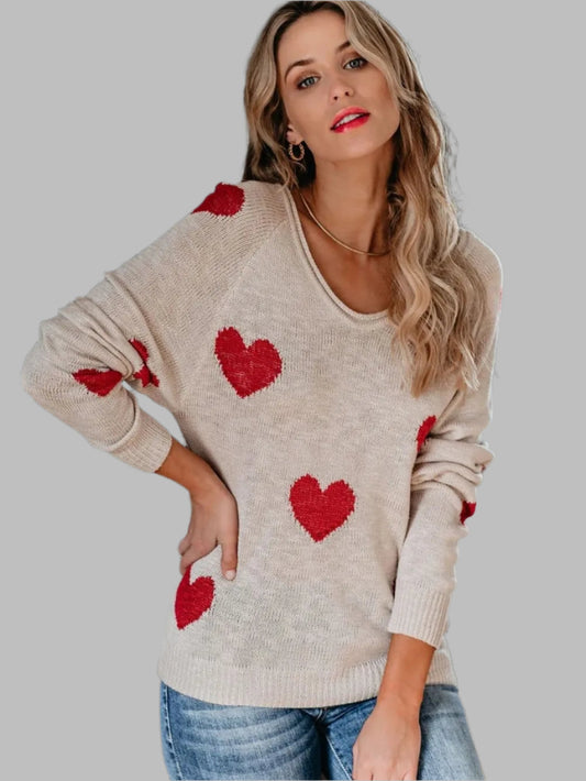 Heart Scoop Neck Sweater – Cute Chic & Dreamy Streetwear | same ANTHEM - Eggshell / M