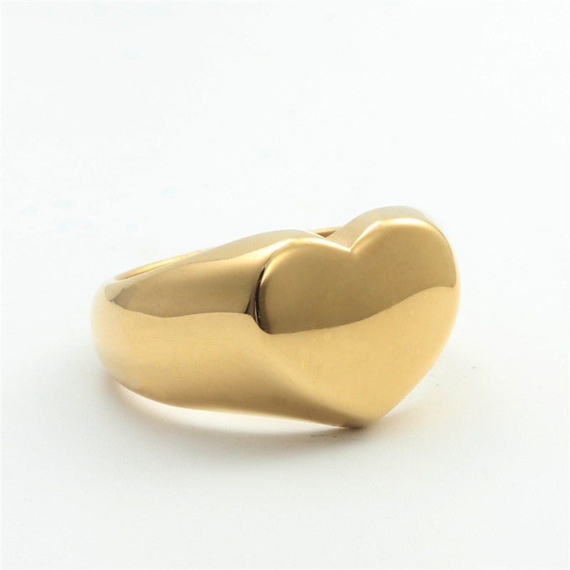 Heart Shaped Stainless Steel Ring – Silver & Gold Romantic Jewellery | same ANTHEM