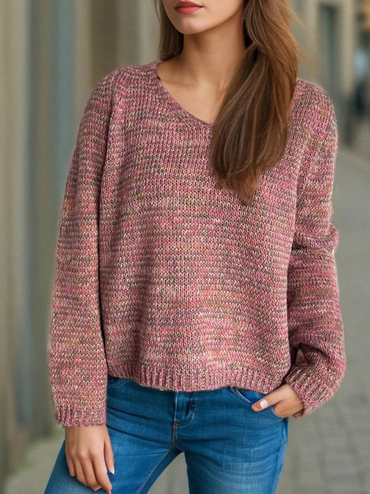 Heathered V-Neck Sweater – same ANTHEM | Dreamy French Chic for Soulmates - Dusty Pink / S