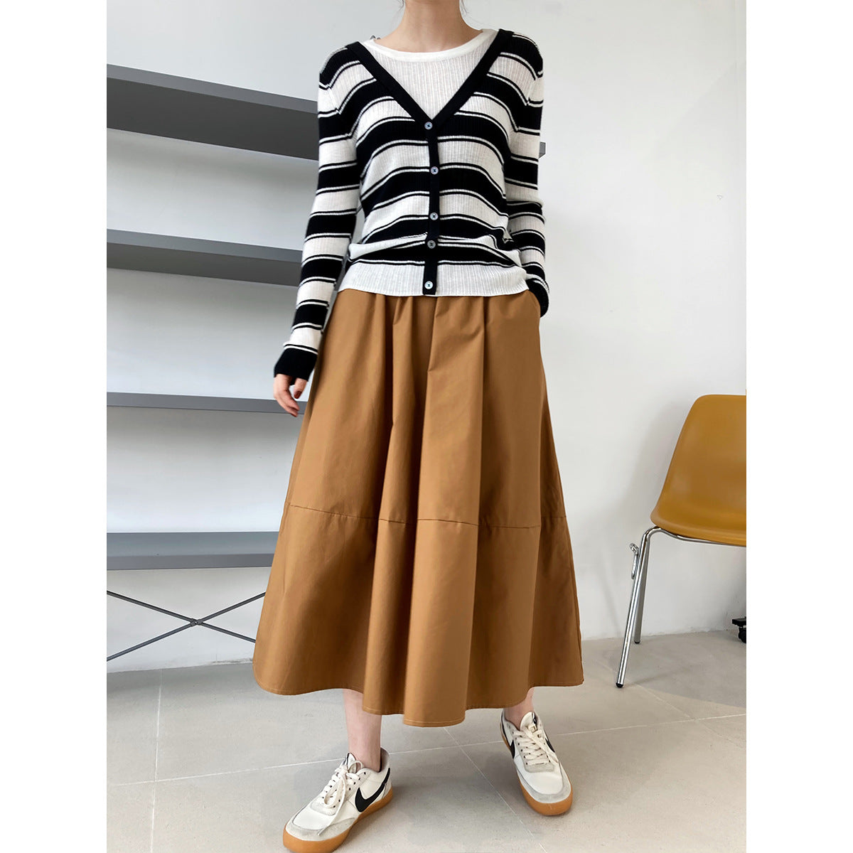 High Waisted Fluffy A-Line Skirt | Mid Length Swing Umbrella Skirt | same ANTHEM