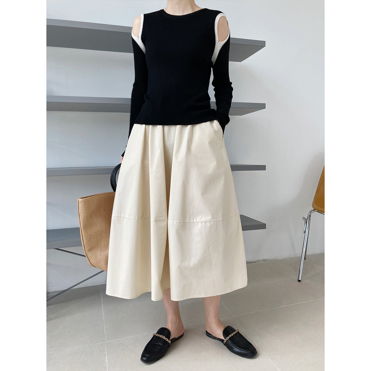 High Waisted Fluffy A-Line Skirt | Mid Length Swing Umbrella Skirt | same ANTHEM