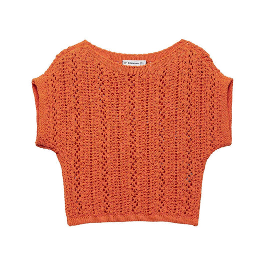 Hollow Knit Short Sleeve Top – Soulmate Streetwear | same ANTHEM - orange red / S