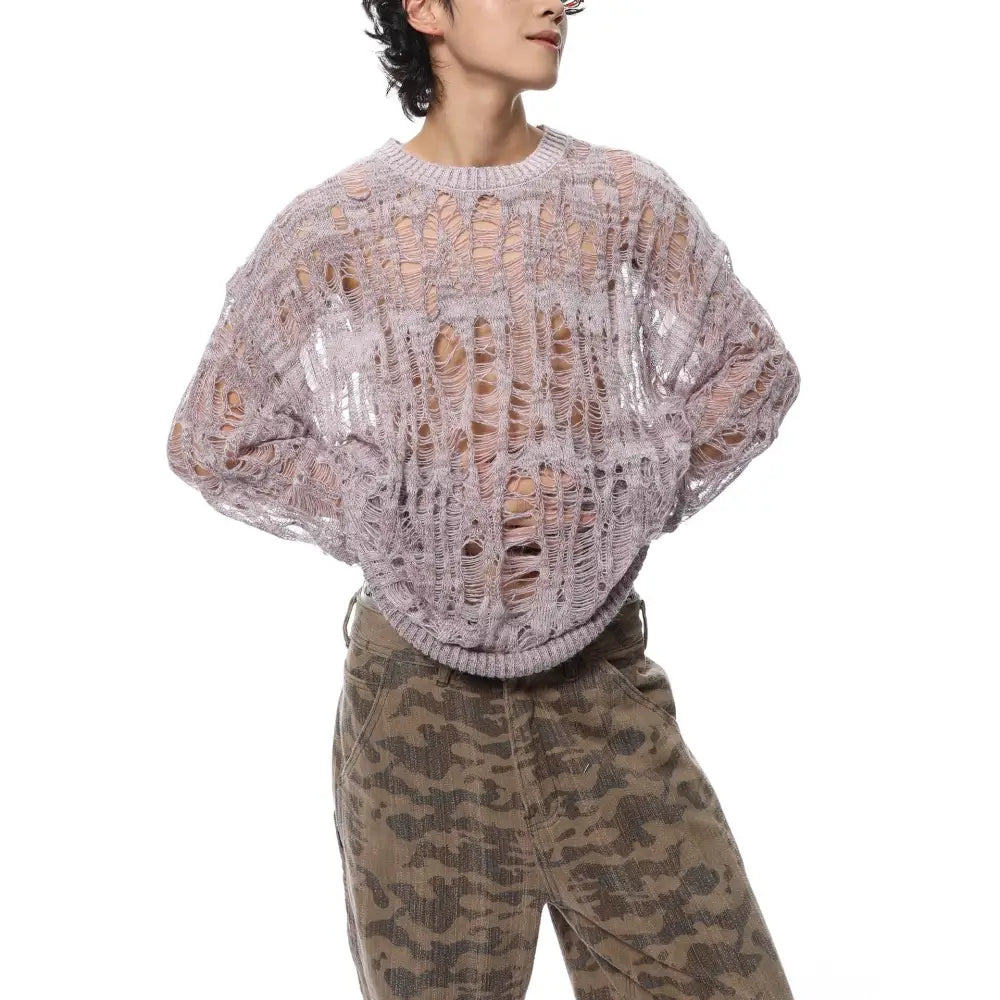 Hollow Out Pullover Sweater for Women | same ANTHEM. Soulmate Streetwear - Purple / M