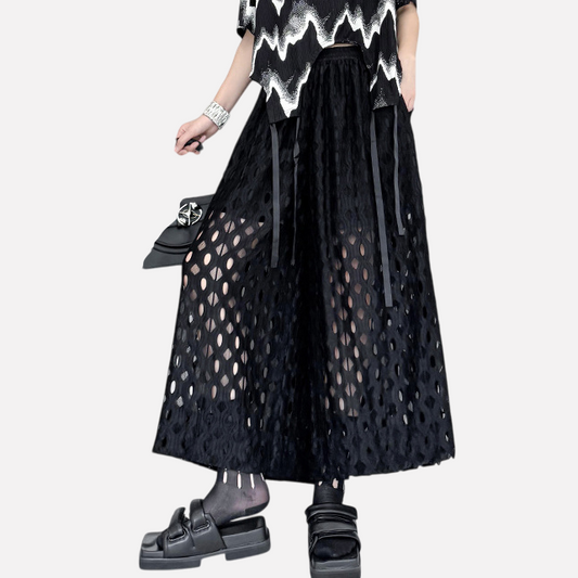 Hollow Out Wide Leg Pants – Japanese Style Casual Chic Streetwear for Soulmates | Same ANTHEM