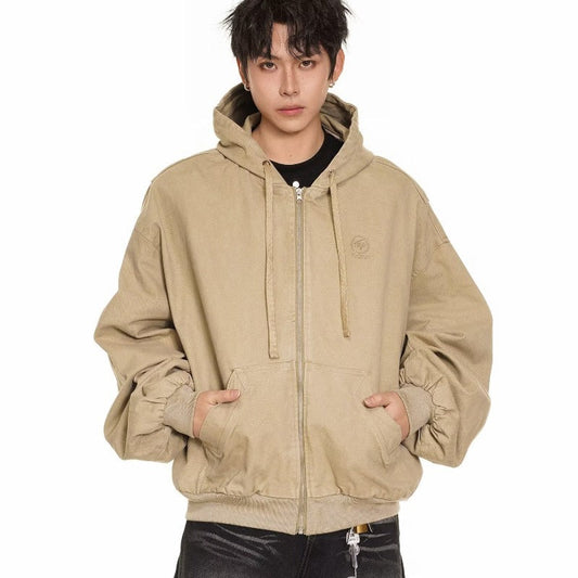 Hooded Mountain Workwear Jacket – Loose Silhouette Streetwear | same ANTHEM - Khaki / M