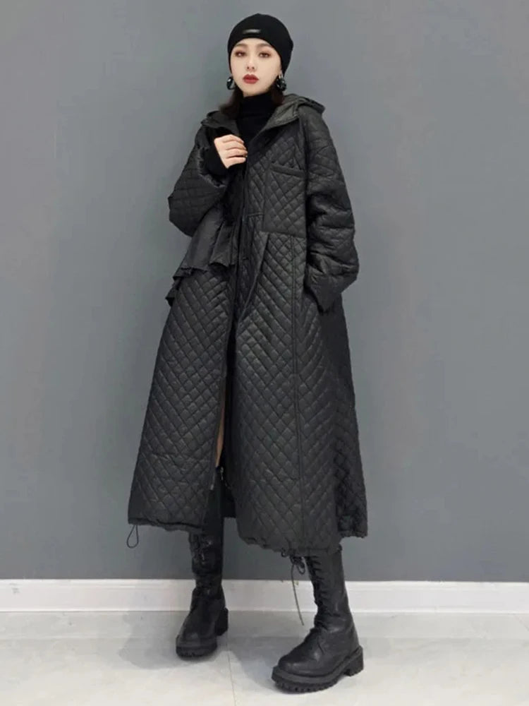 Hooded Parka Long Women’s Coat | Vintage Diamond Lattice | soulmate wear | same ANTHEM