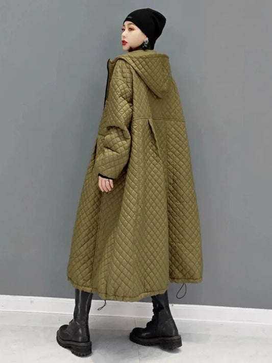 Hooded Parka Long Women’s Coat | Vintage Diamond Lattice | soulmate wear | same ANTHEM