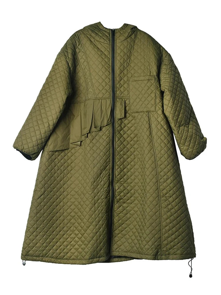 Hooded Parka Long Women’s Coat | Vintage Diamond Lattice | soulmate wear | same ANTHEM