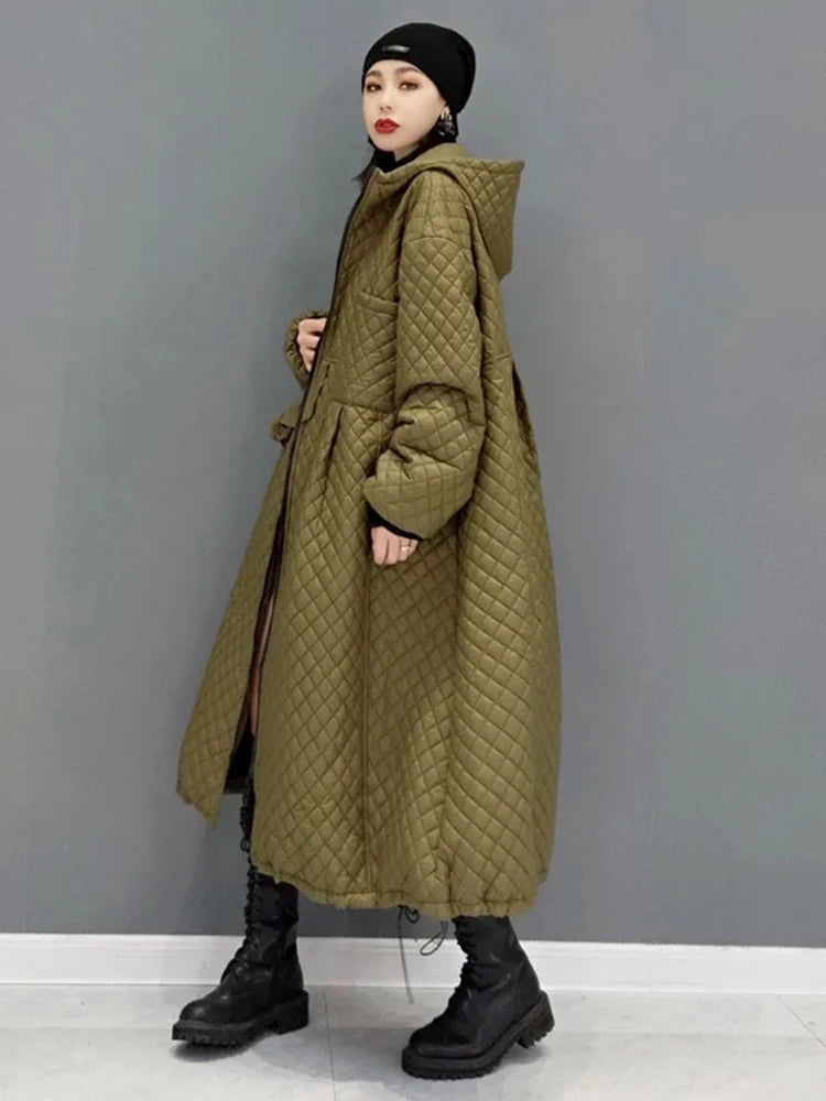 Hooded Parka Long Women’s Coat | Vintage Diamond Lattice | soulmate wear | same ANTHEM