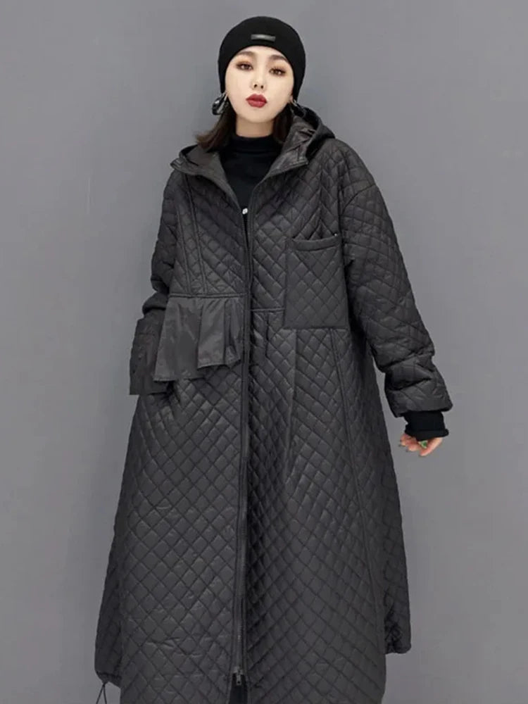 Hooded Parka Long Women’s Coat | Vintage Diamond Lattice | soulmate wear | same ANTHEM