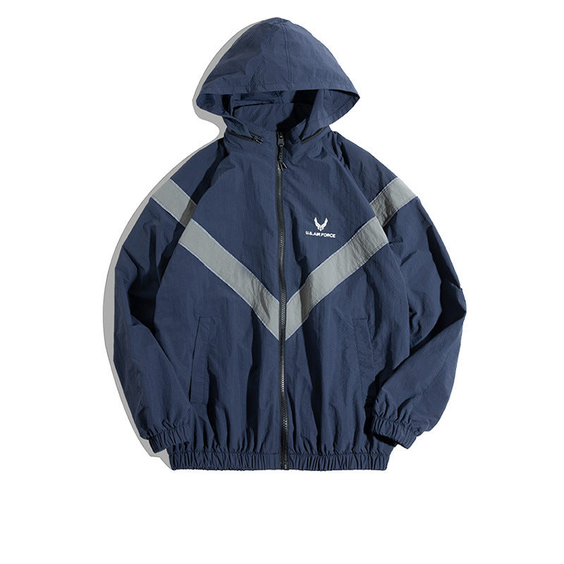 Hooded Pilot Jacket Loose Training Wear Men | same ANTHEM. Men’s Coats | Classic & Casual Streetwear - Air Force Blue