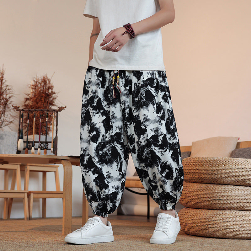 Ice Cotton Harem Lantern Pants – Loose Wide Leg Streetwear | same ANTHEM. - Color 4 Black and White / M