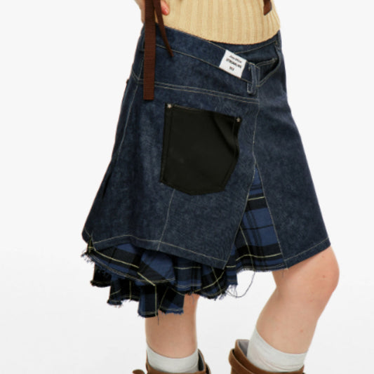 Irregular Splicing Fringed Twill Skirt – Stylish Soulmate Piece | Same ANTHEM - Dark Blue / L