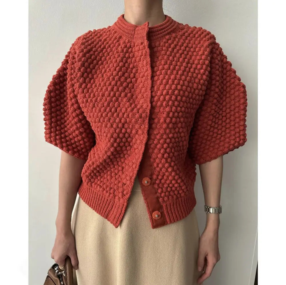 Japanese Cardigan – Elegant Air-Conditioned Knit | same ANTHEM - red / S