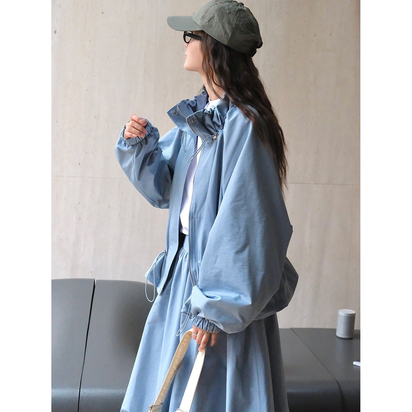 Japanese Flower Bud Jacket – same ANTHEM | Soulmate Streetwear for Women - Blue Grey / S