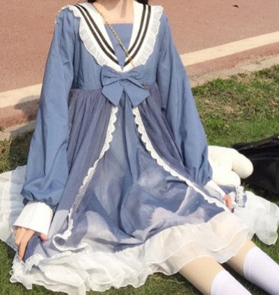 Japanese Navy Collar Lolita Dress – Cute College Style for Soulmates | Same ANTHEM