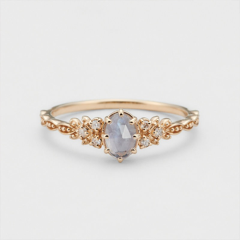 Japanese Winter Gentle Sterling Silver Ring – Women’s Jewellery | same ANTHEM - Elongated Stone Ring / 5#
