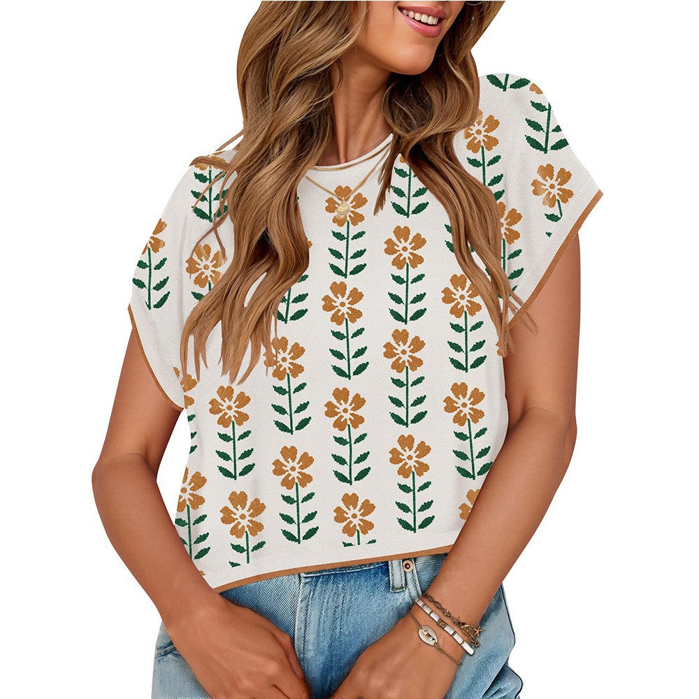 Knitted Small Flower Top – Soulmate Style Casual Knit | same ANTHEM - Off white / S