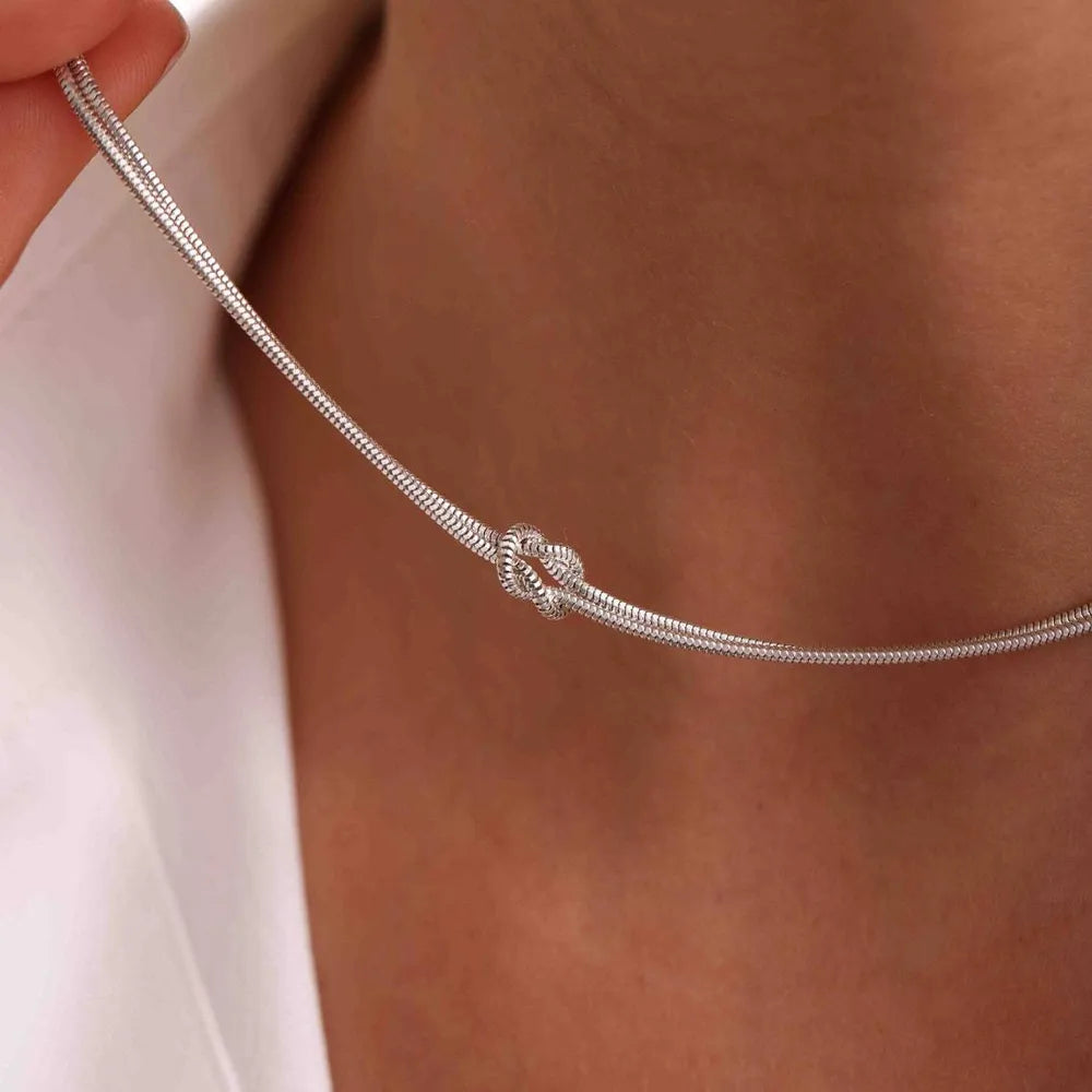 Knotted Titanium Steel Necklace – Minimalist Streetwear Jewelry | same ANTHEM. - Silver / One Size