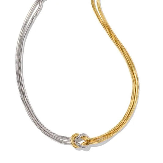 Knotted Titanium Steel Necklace – Minimalist Streetwear Jewelry | same ANTHEM. - Gold/Silver Montage / One Size