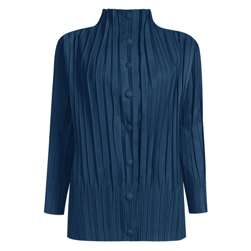 Korean High Neck Buckle Windbreaker – same ANTHEM. Soulmate Streetwear for Women - Blue Green / One Size