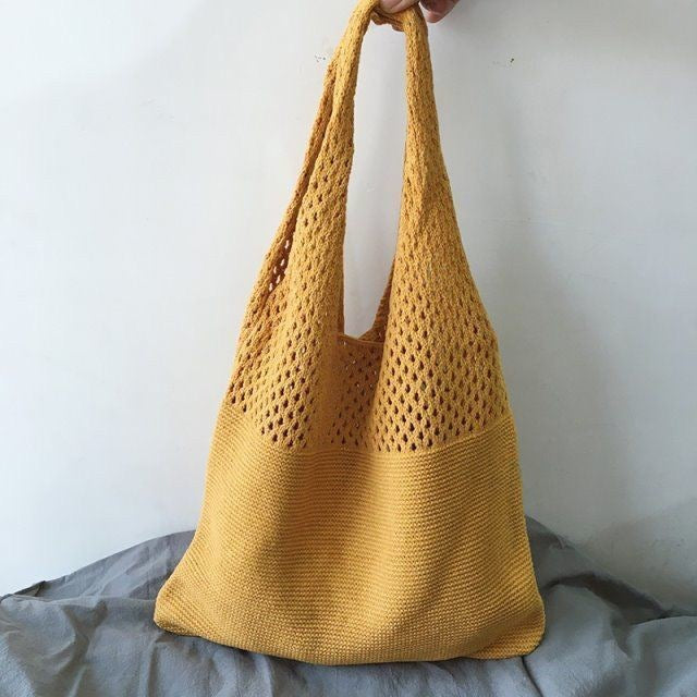 Korean Knitted Large Capacity Tote Bag – Soulmate Streetwear | same ANTHEM. - Yellow