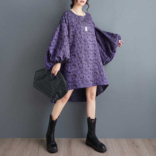 Korean Oversized Jacquard Bubble Sleeve Dress – same ANTHEM. Soulmate Streetwear - Image color / one size