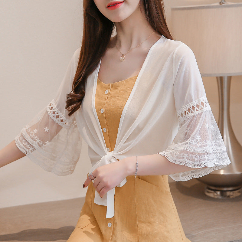 Lace Cappa Chiffon Shirt – Romantic Boho Style | same ANTHEM - White / 2XL
