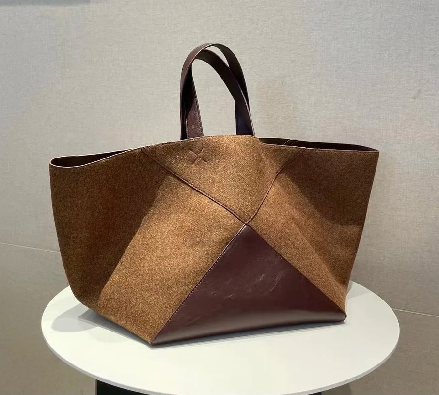 Large Patchwork Suede Leather Tote Bag Women | Big Capacity Fashion | same ANTHEM