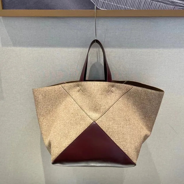 Large Patchwork Suede Leather Tote Bag Women | Big Capacity Fashion | same ANTHEM - Appricot