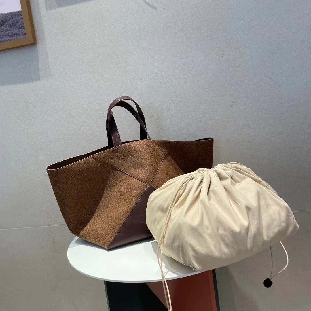Large Patchwork Suede Leather Tote Bag Women | Big Capacity Fashion | same ANTHEM