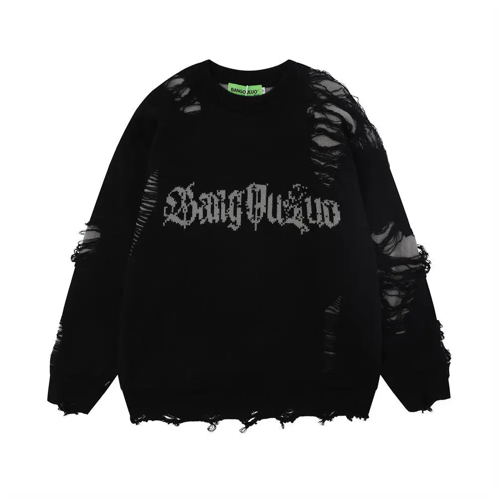 Lazy Crochet Hole Sweater – same ANTHEM. Soulmate Streetwear for Men - Black / S