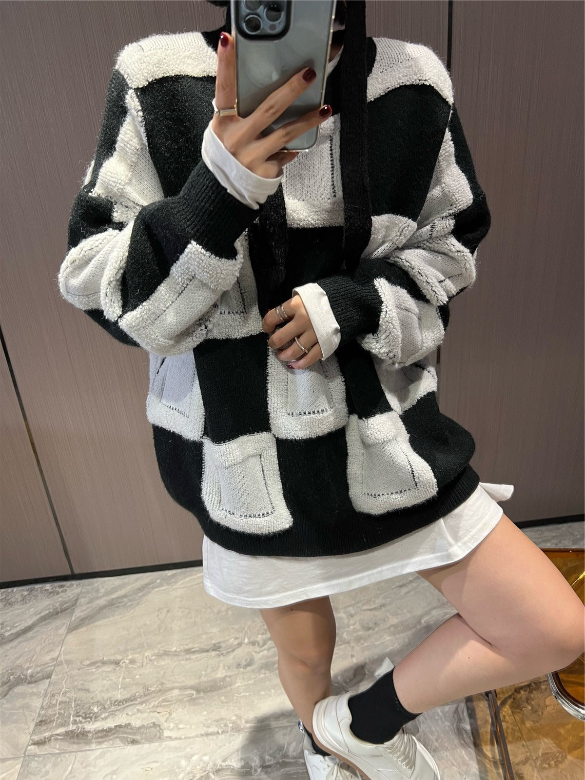 Lazy Knit Soulmate Sweater – same ANTHEM. - Black white / one size