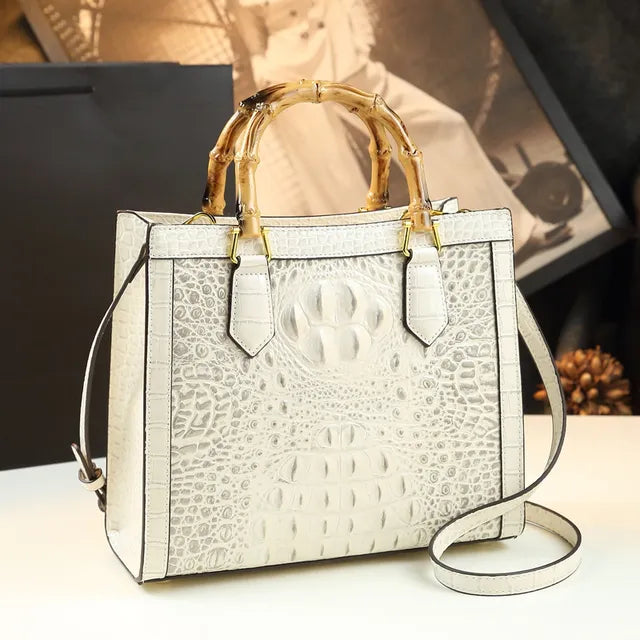 Leather Bamboo Messenger Bag – Soulmate Streetwear Style | same ANTHEM - Beige with Gray
