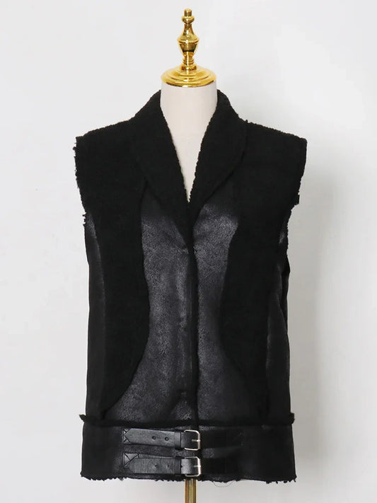 Leather Black Sleeveless Lapel Coat – Soulmate Streetwear | same ANTHEM. - black / One Size